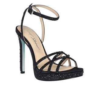 Betsy Johnson Adde Black Platform Evening Sandal 7M